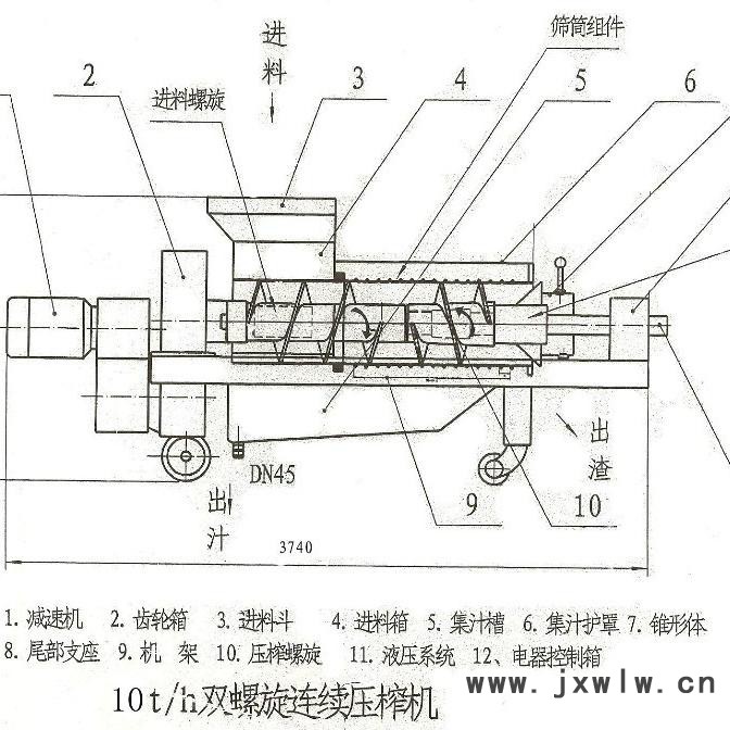 貴州畢節(jié)中草藥渣螺旋壓榨機藥材固液分離設備、藥渣脫水壓榨機