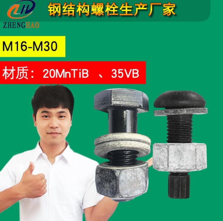 廠家10.9級高強度螺絲連接副M20發(fā)黑緊固連接件 鋼結構大六角螺栓