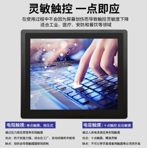 勤冠10-12-15-17-19寸嵌入式工業(yè)工控一體機安卓觸摸屏電腦顯示器